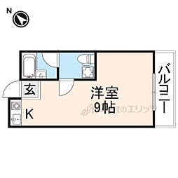 ヴィラ岡山手 ワンルームの間取図画像