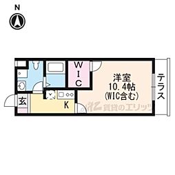モダンアパートメント枚方岡山手町 1Kの間取図画像