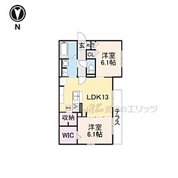 ル・グランアメニティヒルB棟 2LDKの間取図画像