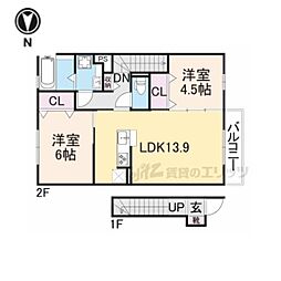 D-room東町 2LDKの間取図画像