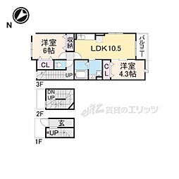 オーセンティック4 2LDKの間取図画像