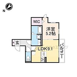 Pinehills嘉平 1LDKの間取図画像