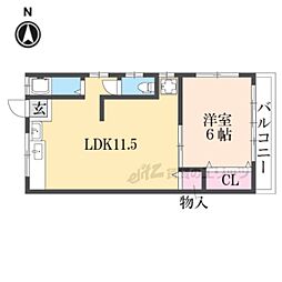 友田ハイツ 1LDKの間取図画像
