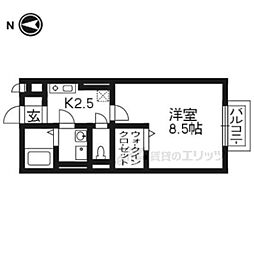 エルクレールEST1 1Kの間取図画像