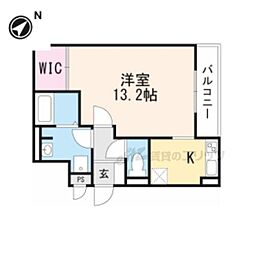 ウィステリア岡山手 1Kの間取図画像