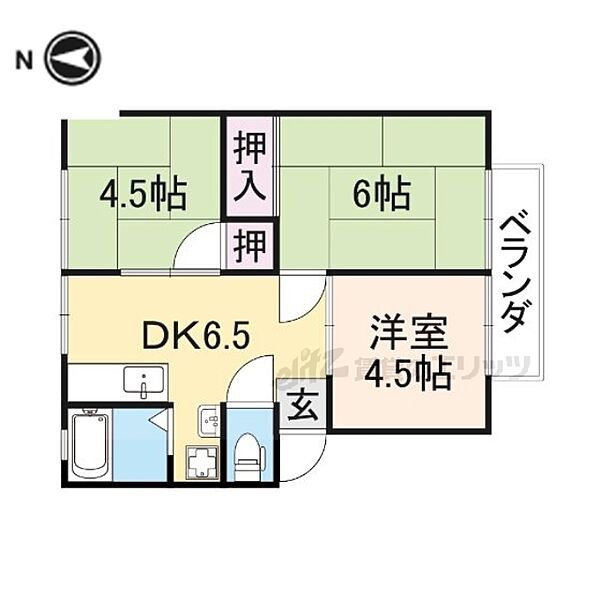 石橋ハイツＢ棟 201｜大阪府寝屋川市高柳5丁目(賃貸アパート3DK・2階・42.00㎡)の写真 その2