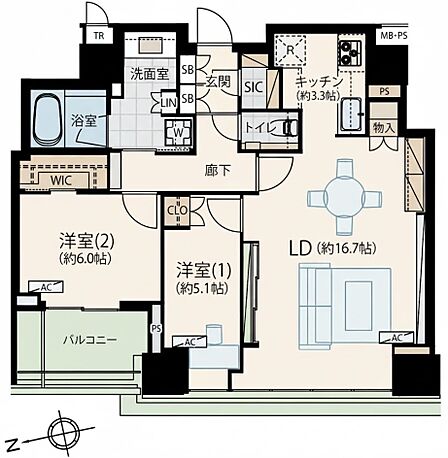 2LDK 間取り