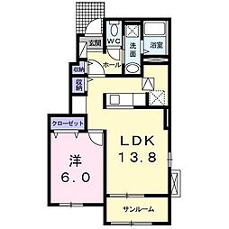 エトワール・イースト 1LDKの間取図画像