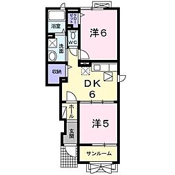 プティパラス1 2DKの間取図画像