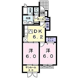 フィオレンテA 2DKの間取図画像