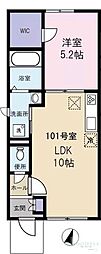 プリムローズ 1LDKの間取図画像