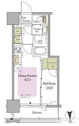アーバネックス早稲田テラス 1DKの間取図画像