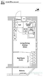 プラウドフラット代々木八幡 1LDKの間取図画像