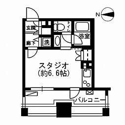 レジディアイチガヤ ワンルームの間取図画像
