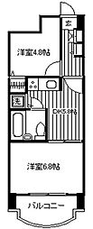 ライオンズマンション山吹町 2DKの間取図画像