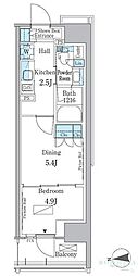 パークアクシス新宿百人町 1DKの間取図画像