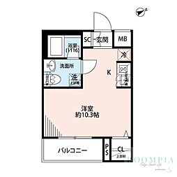 プレール・ドゥーク方南町 ワンルームの間取図画像