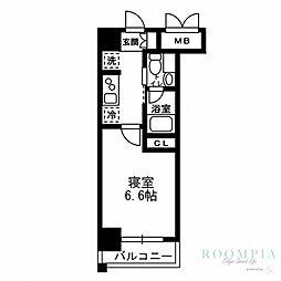 レジディア月島3 1Kの間取図画像