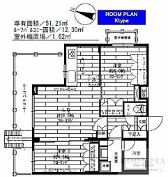 ステージグランデ世田谷上野毛アジールコート 2LDKの間取図画像