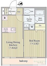 AIFLATMEJIRO 1LDKの間取図画像