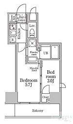レジディア三軒茶屋3 2Kの間取図画像