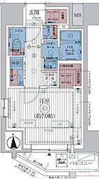 エステムコート亀戸TOKYOEAST 1Kの間取図画像