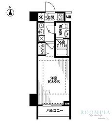 プレール・ドゥーク新宿下落合 1Kの間取図画像