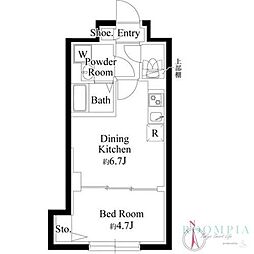 中野区新井4丁目マンション 1DKの間取図画像