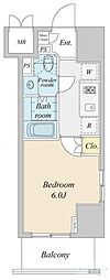 プラウドフラット神楽坂2 1Kの間取図画像