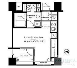パークアクシス神楽坂ステージ ワンルームの間取図画像
