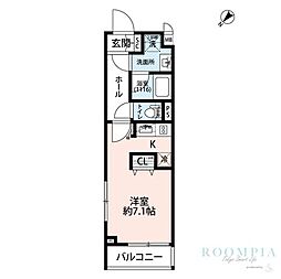 プレール・ドゥーク学芸大学2 ワンルームの間取図画像