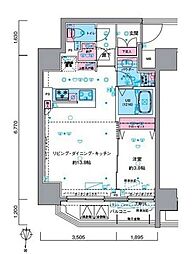 ジェノヴィア南千住スカイガーデン 1LDKの間取図画像
