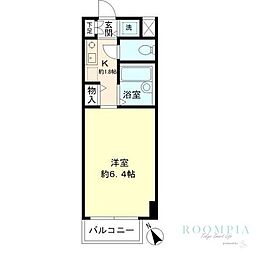 北辰ヒルズ早稲田 1Kの間取図画像
