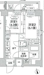 ルフレプレミアム町屋 2Kの間取図画像