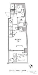 プラウドフラット中落合 4階1Kの間取り