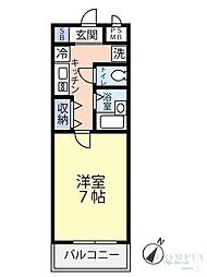グランヴァン新宿柏木 1Kの間取図画像