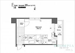 PRIMEURBAN初台 ワンルームの間取図画像