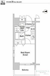 プライムアーバン神楽坂 1Kの間取図画像