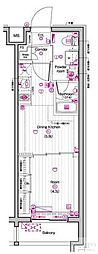 THEPREMIUMCUBEG東中野 1DKの間取図画像