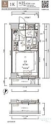 MAINSTAGE下赤塚 1Kの間取図画像