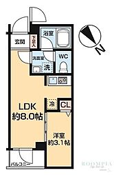ハーモニーレジデンス中野若宮 1LDKの間取図画像