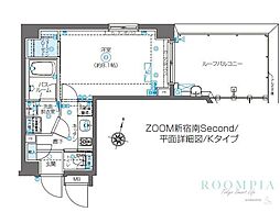 ZOOM新宿南Second 1Kの間取図画像