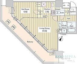 ユニゾンタワー東中野 1LDKの間取図画像