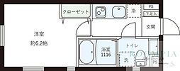 レピュア目黒本町レジデンス 1Kの間取図画像