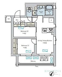 Brillia ist 洗足池の杜 2LDKの間取図画像