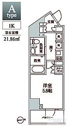 レジディア中延2 1Kの間取図画像