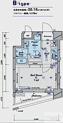 メインステージ中目黒 1Kの間取図画像