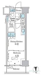 パークアクシス新宿百人町 1DKの間取図画像