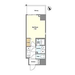 BLUROCK門前仲町 1Kの間取図画像