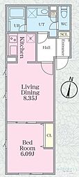 グランパセオ明大前3 1LDKの間取図画像